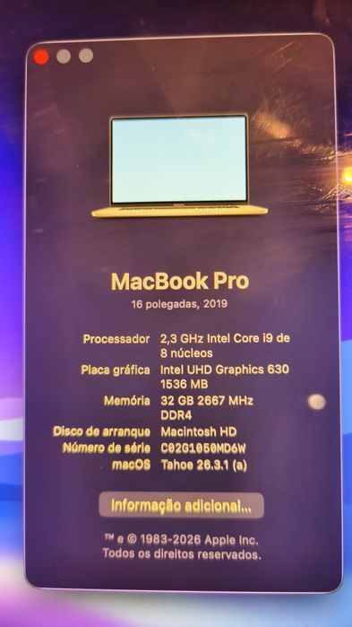 MacBook Pro 2019 i9/32/1TB Garantia e fatura