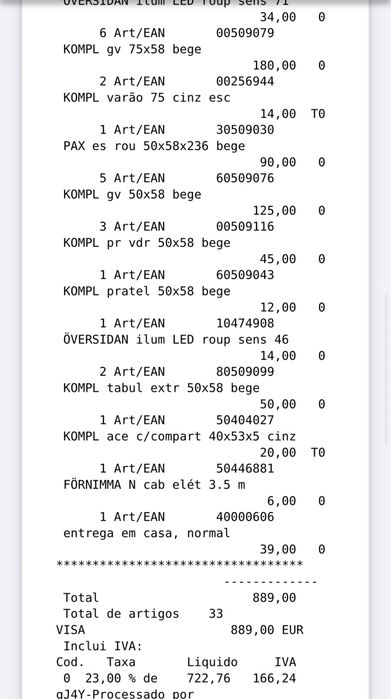 Roupeiro IKEA PAX bege 200x236x58 excelente estado