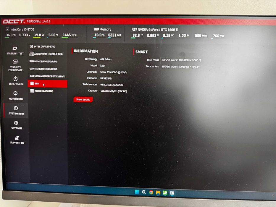ПК Комп'ютер 1660TI, i7 8700, 32gb RAM, 750 SSD