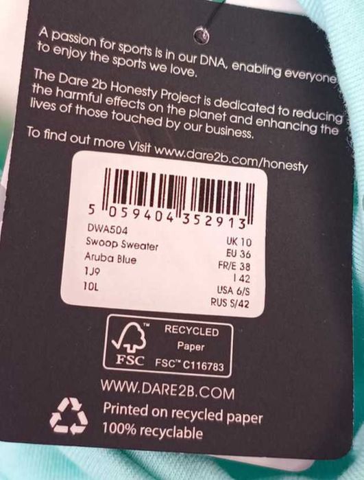 Nowa niebieska bluza wysoki kołnierz bawełniana damska Dare2b 36 S