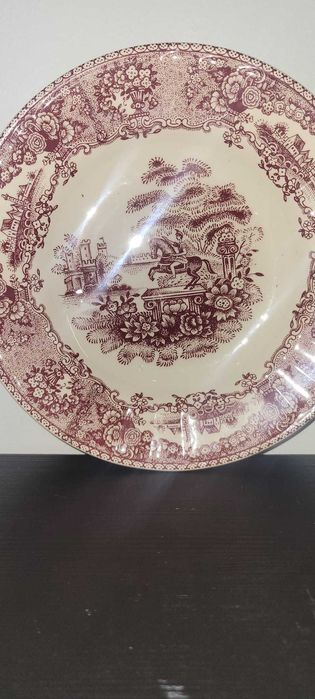Conjunto de 6 Pratos Antigos em Faiança – Decoração Clássica Bordeaux