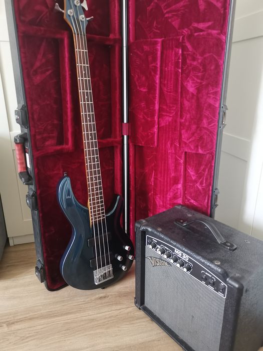 Zestaw Basowy: Gitara Basowa Aria Pro II (Aktywna) + Wzmacniacz + Twardy Futerał