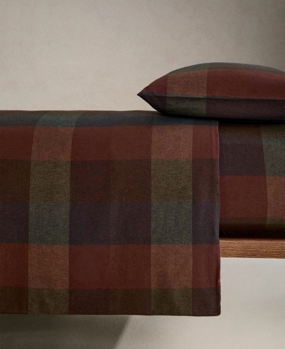 (Cama 90cm: 150 × 220 cm) Capa De Edredão Flanela Quadrados Zara Home