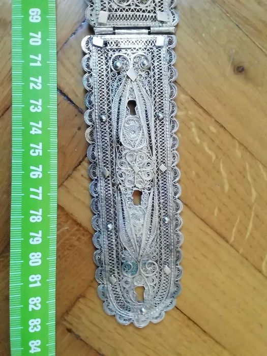Pas srebrny filigranowy długość ok. 82 cm., wg. 225 g. Rosja , pr. 84