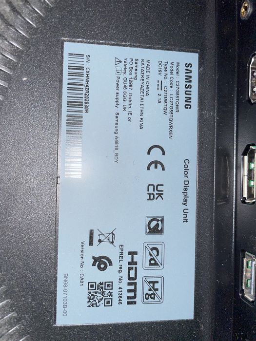 Samsung oddysey 5g z rozwaloną matrycą