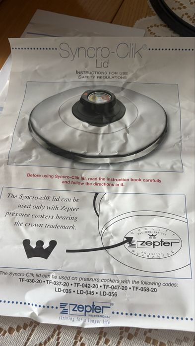 Pokrywa szybkowarowa Zepter Syncro-Clik 20 cm – Komplet
