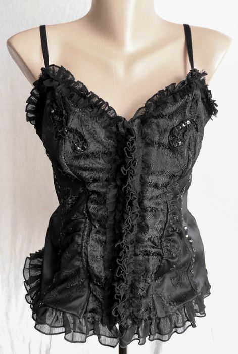 Чорний корсет жіноча еротична білизна шнурівка бретел River Island М-L