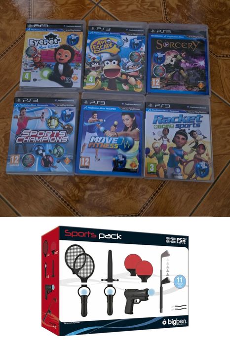 6 Jogos playstation 3 ps3 Move fitness Sports champions Racket sports