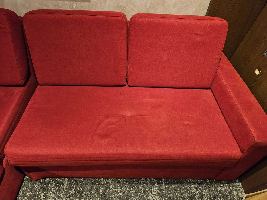 Kanapa narożnik czerwony 1,5x2,35 m