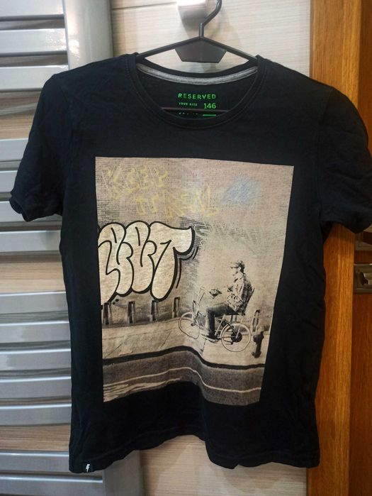 Zestaw t-shirt, koszulka bez rękawów rozmiar 146 czarny
