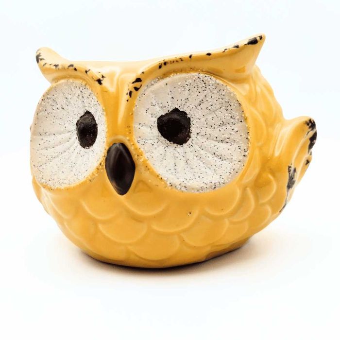 Osłonka na doniczkę żółta sowa
