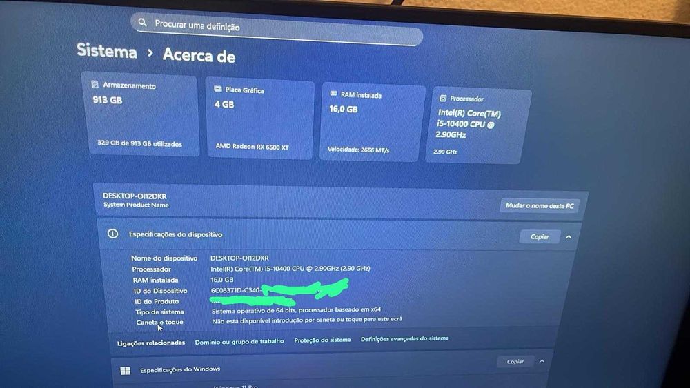 PC Gamer com IntelCore i5-10400+AMD Radeon RX 6500 XT