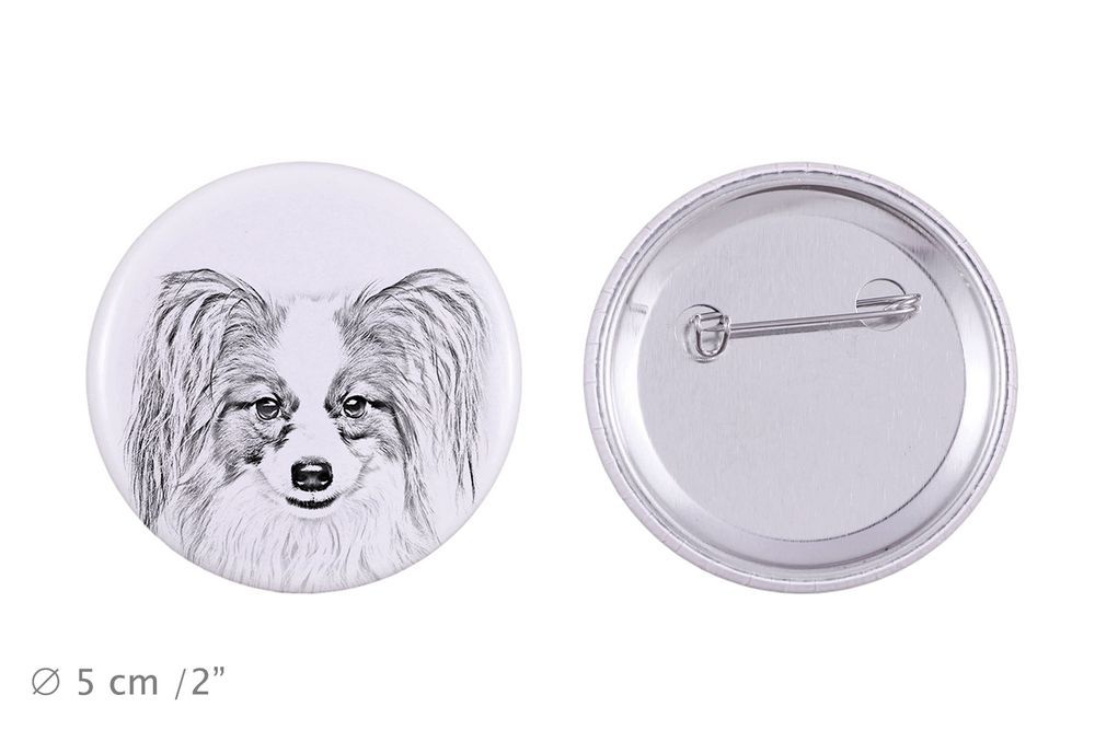 Papillon przypinka z psem duża Art-Dog