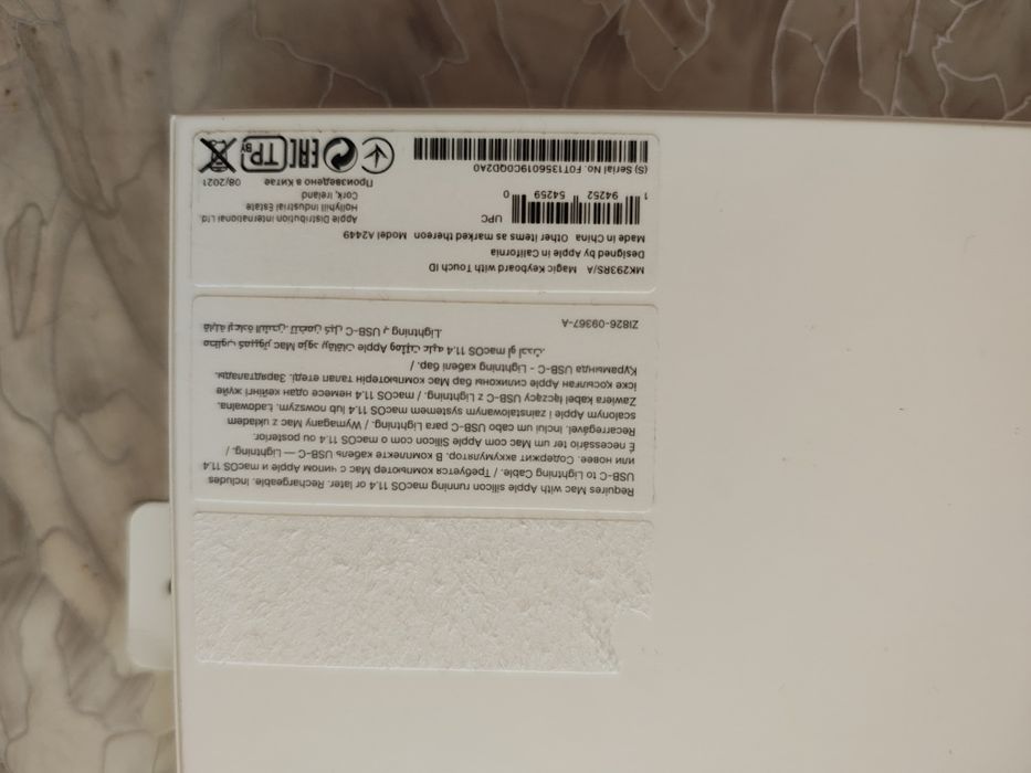 Клавиатура Apple Magic Keyboard с Touch ID Bluetooth Ru (MK293RS/A)