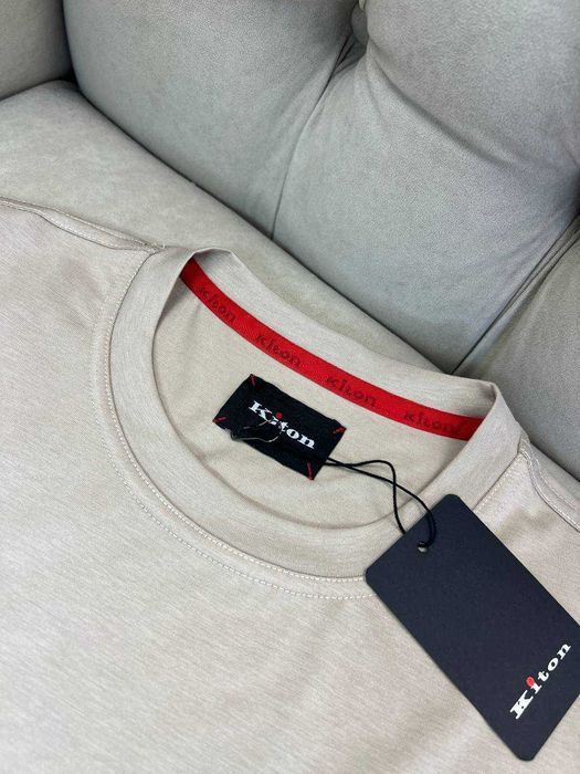 Мужская футболка Kiton бежевая футболка синяя футболка серая Китон