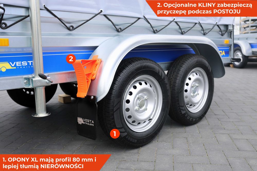 Przyczepka samochodowa z plandeką 252 x 135 Vesta light 25DA tandem
