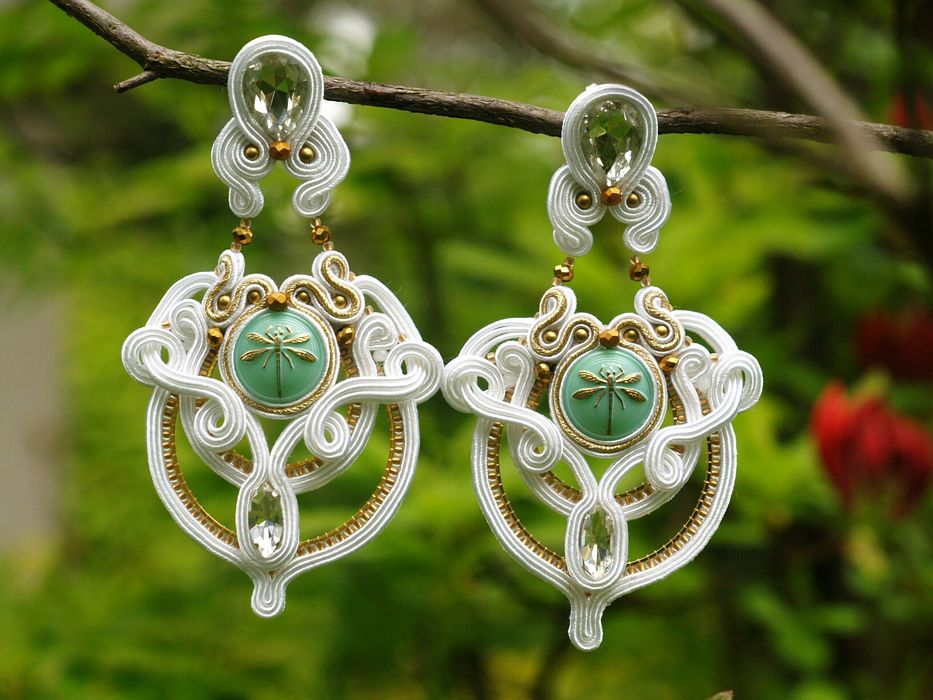 Ażurowe kolczyki ślubne boho glamour