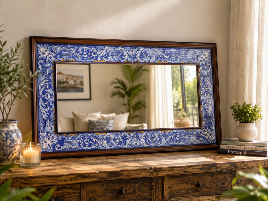 Hand-painted tile mirror