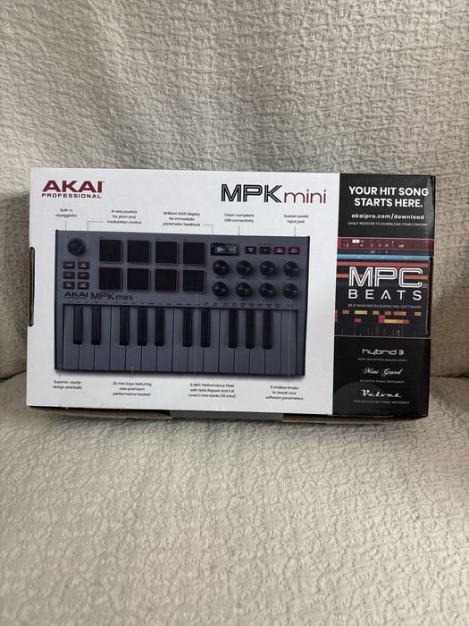 Teclado midi AKAI Professional MPK Mini MK3 – Special Edition Grey – Cinzento – Novo