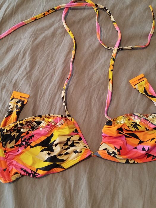 Kolorowy pomarańczowy stanik do opalania opaska M L