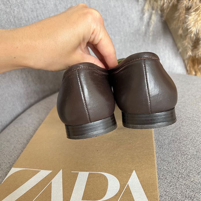 Шкіряні Балетки кожаные туфли с длинным носом лофери р 39 в стилі zara