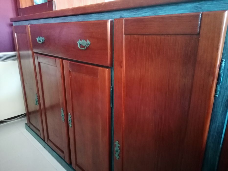 Conjunto Anos 70 Mesa de vidro e ferro+ Cadeiras + Móvel de sala