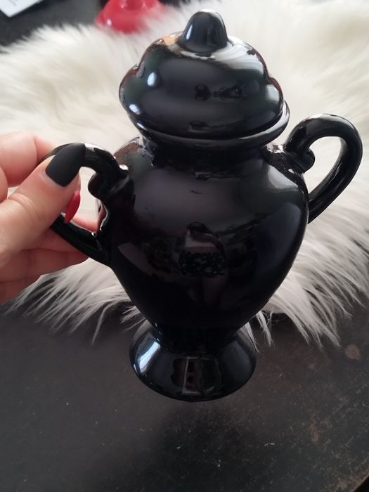 Quartinha preta, Quartinha Exu e Pomba com asa 20cm