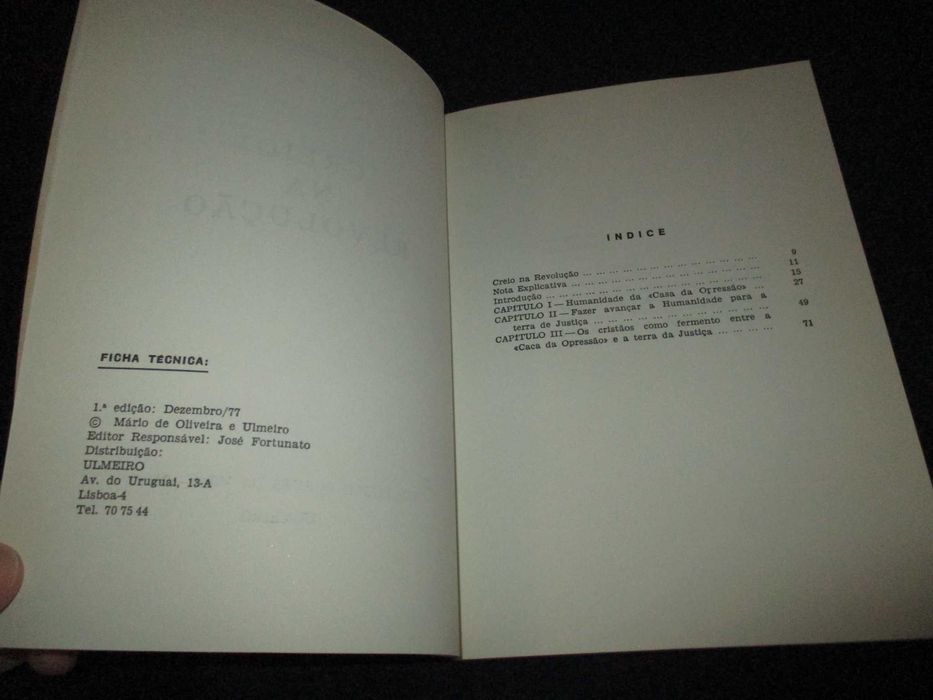 Livro Creio na Revolução Mário de Oliveira Ulmeiro