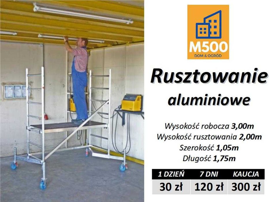 BHP - Wypożyczę RUSZTOWANIE 3m aluminiowe lekkie mobilne uniwersalne