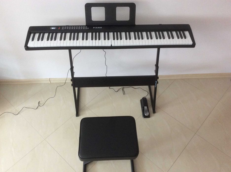 Nowe pianino cyfrowe składane,88 pełnowymiarowych klawiszy,USB MIDI/BT+statyw,sustain,pokrowiec