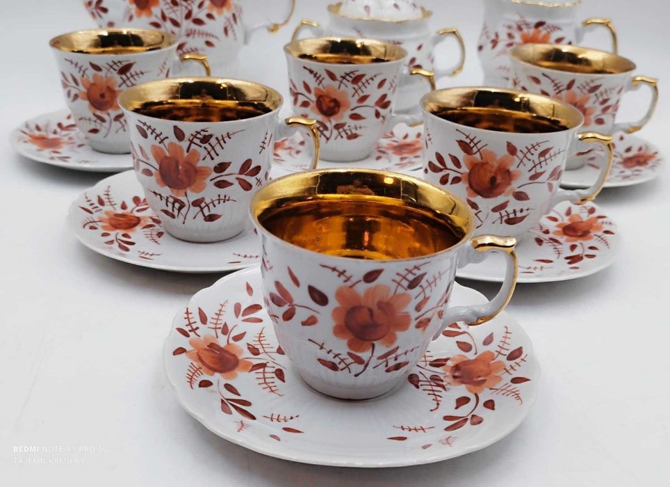 Serwis kawowy Macedonia Włocławek ręcznie malowany Borucki