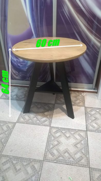 STOLIK kawowy LOFT z półeczką dąb lancelot czarny