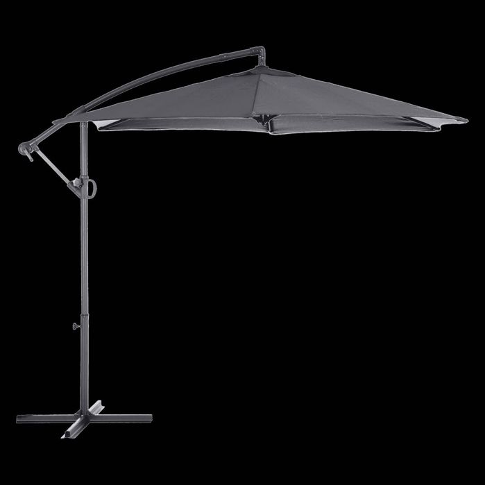 Parasol ogrodowy boczny wiszący 300 cm z korbą, szary NOWY