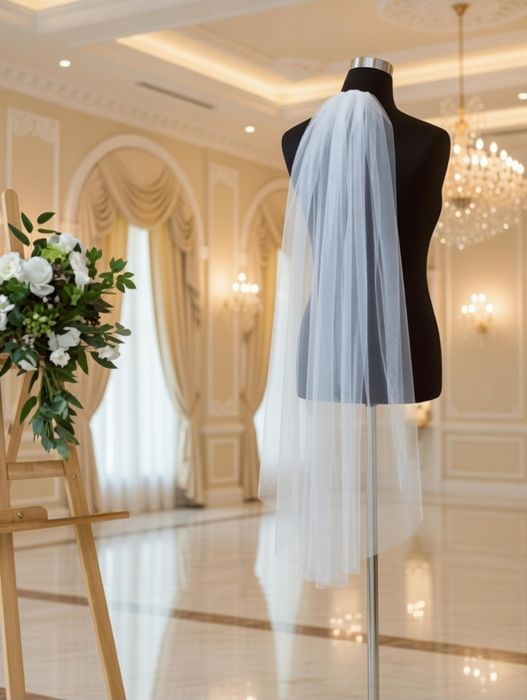 WELON ŚLUBNY 100 cm jednowarstwowy delikatny na grzebyku - kolor BIAŁY