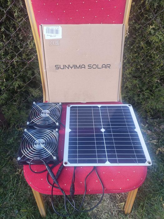 Wentylator Solarny 12W Wiatrak panel słoneczny wentylacja kurnika szklarni szopy budy dla Psa Sunyima 19.2V