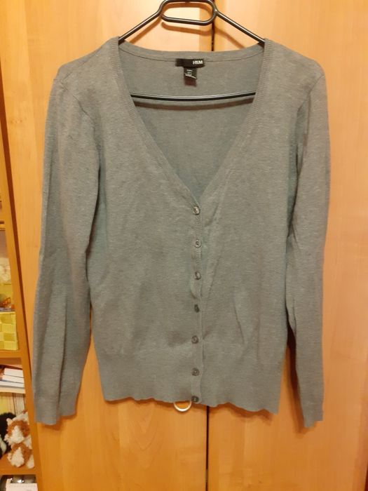 Szary bawełniany sweterek kardigan H&M 38 M