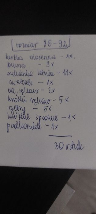 Paka ubrań dla dziewczynki 86-92