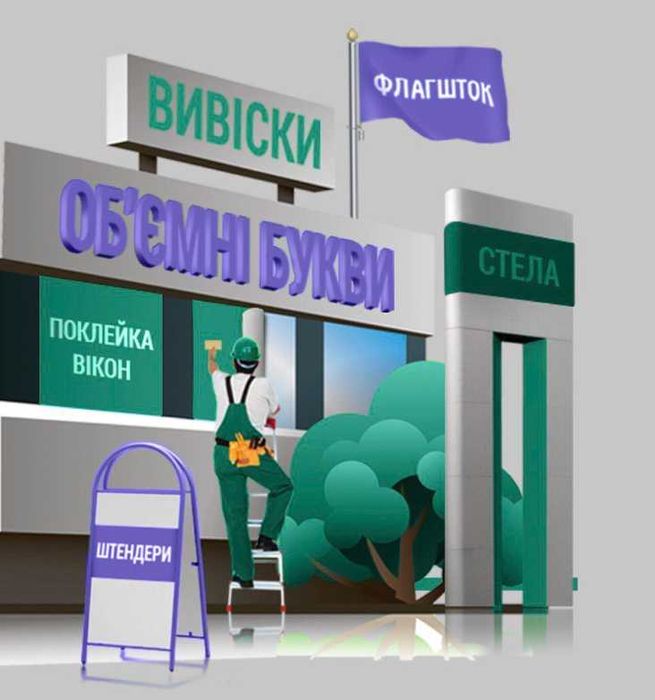 Виготовлення Зовнішньої Реклами, дизайн, монтаж під ключ