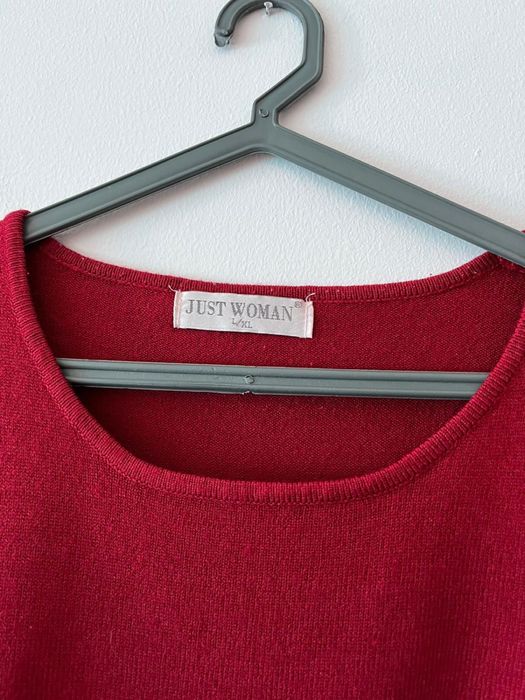 Camisola de manga curta de malha vermelha de senhora tam XL