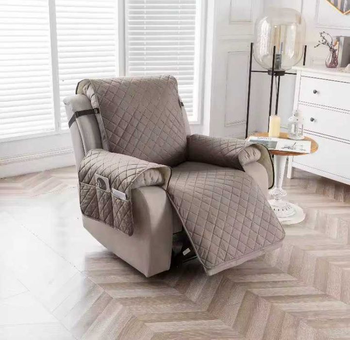 Плед, покрывало бежевый,  накидка на кресло, чехол на кресло