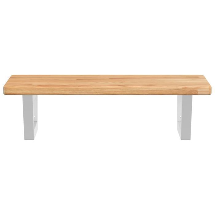 vidaXL Półka ścienna pod umywalkę, stal i lite drewno dębowe