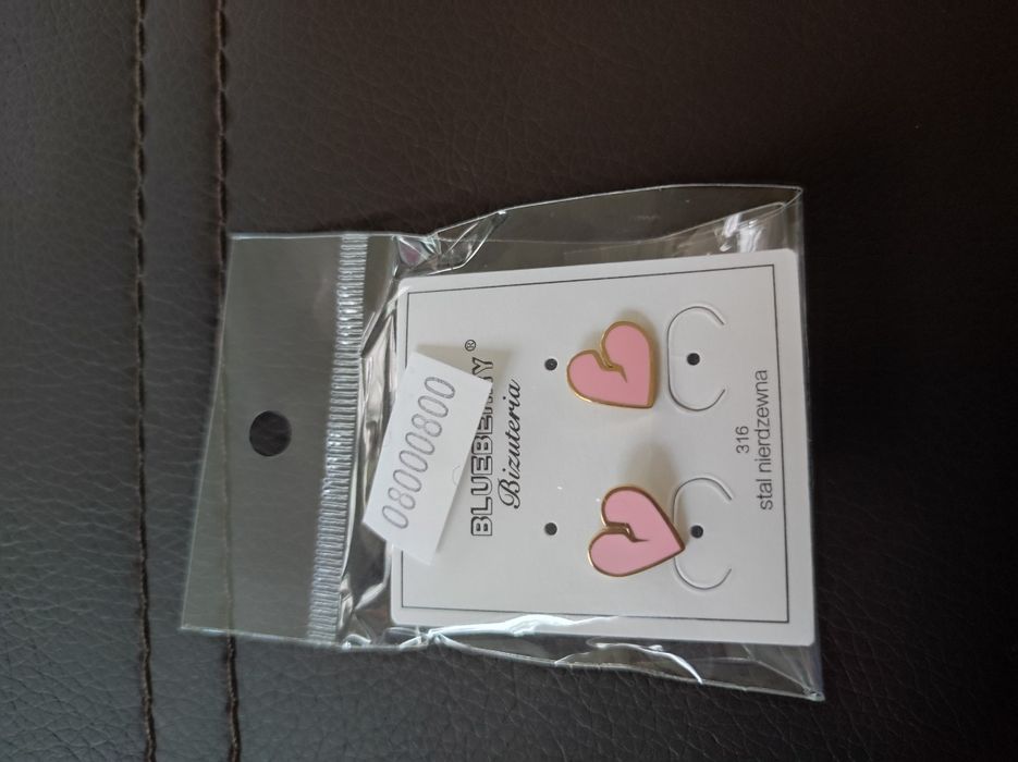 Kolczyki serca kolor różowy