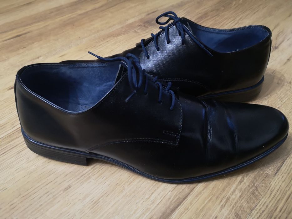 Czarne skórzane półbuty