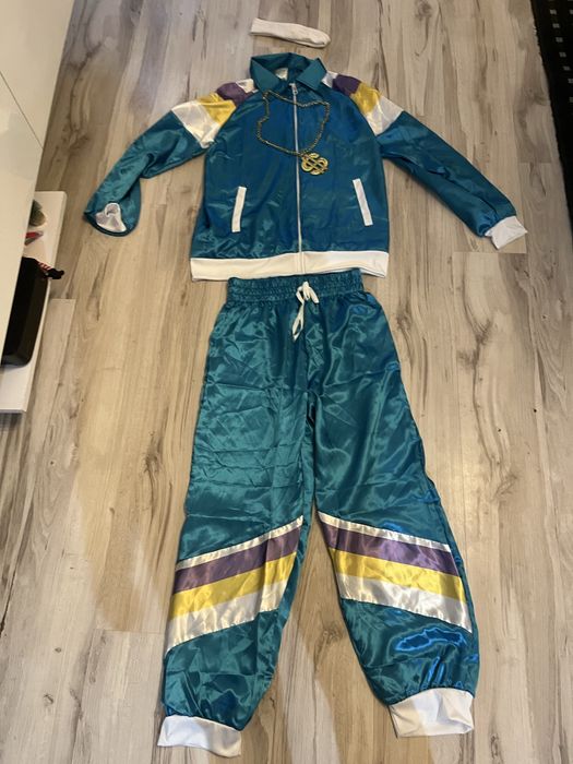 Dres lata 70/80/90 strój kostium  + naszyjnik dolar + opaska na głowę