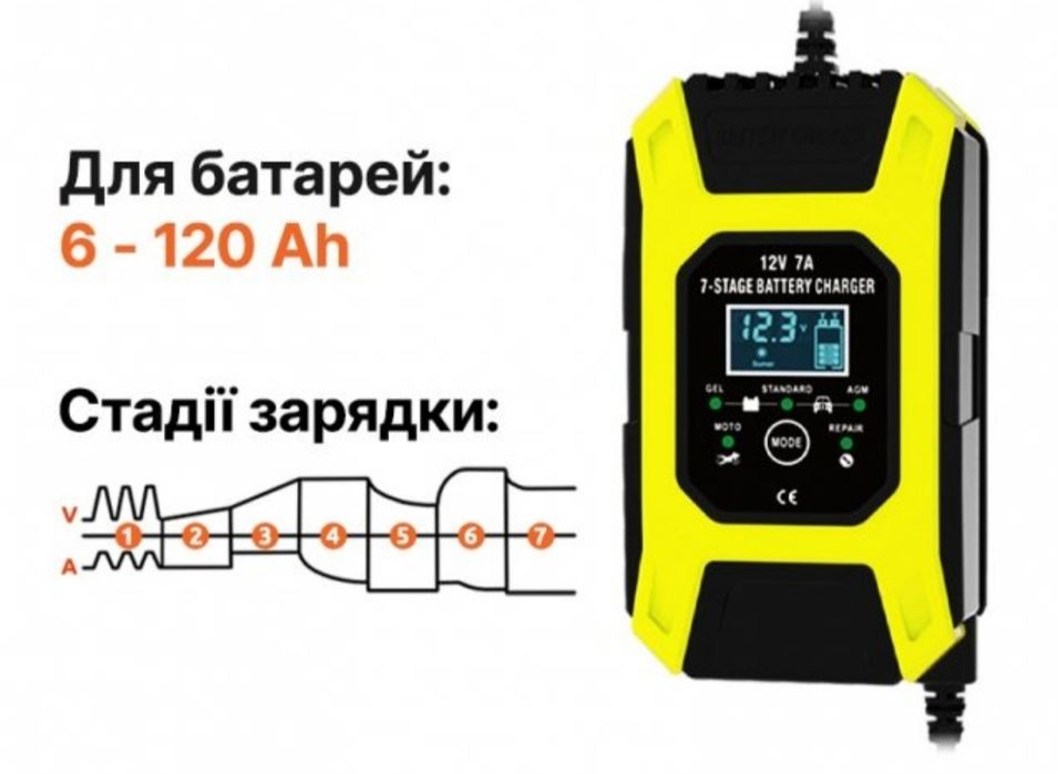 Автоматическое зарядное устройство FOXSUR 12V 7A (импульсное ЗУ): 630 ...