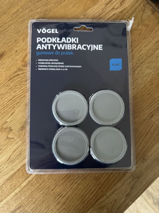 Gumowe podkładki antywibracyjne marki VÖGEL, przeznaczone do pralek