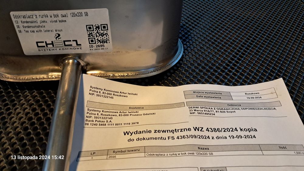 ODSKRAPLACZ 1mm stal kwas 14404 Nowy 120mm220 rurką w bok szeroki OWAL