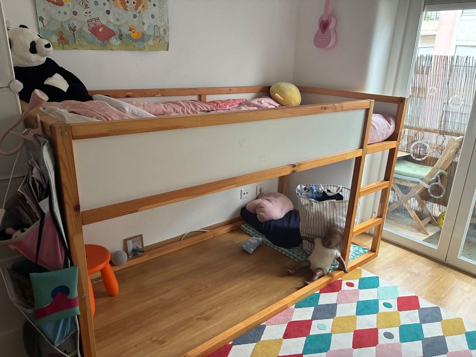 Beliche KURA Cama reversível, branco/pinho, 90x200 cm