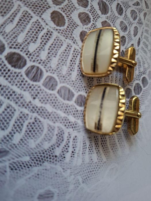 Spinki do mankietów koszuli vintage masa perłowa