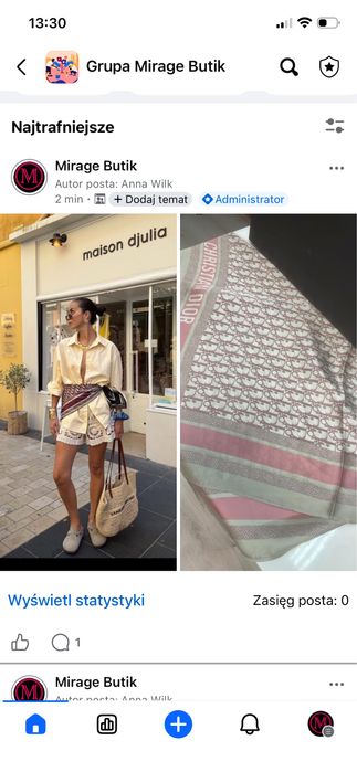 Rozowa apaszka dior chusta jedwab
